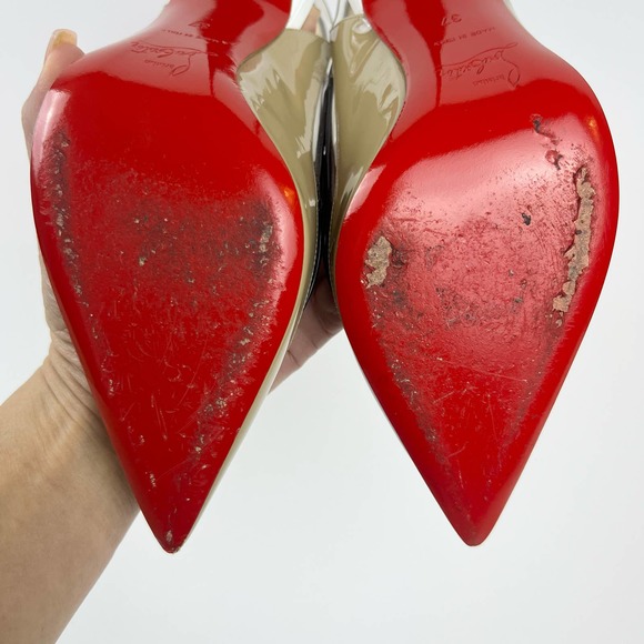 Christian Louboutin Paulina Slingback Pump PVC Nude pointed 100mm Toe 37 US 7 - Picture 9 of 13